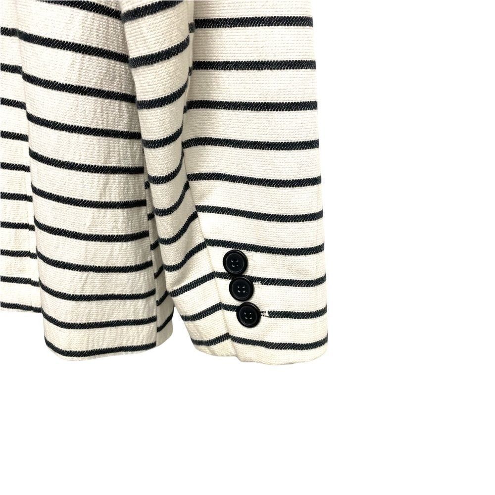 (SOLD) JIGSAW KEW 159 Striped Button Front Blazer Jacket Cram Ivory Navy Blue 8 - Picture 4 of 5